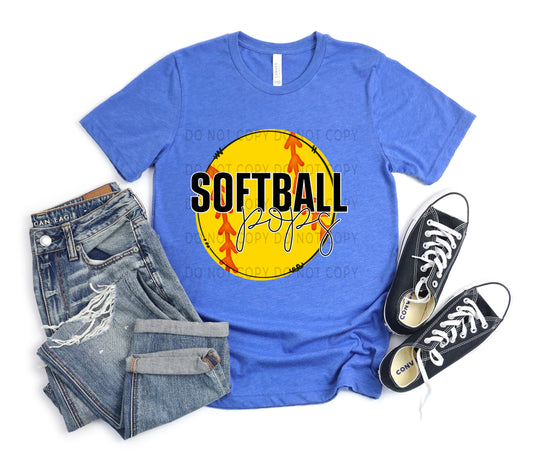 Softball Pops White Outline -DTF