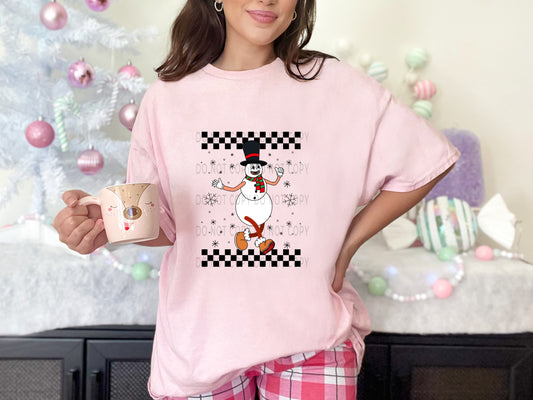 Snowman Ornament Retro Checkered Christmas - DTF
