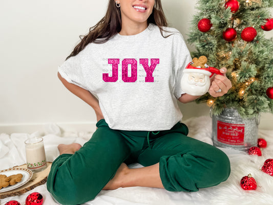 Joy Hot Pink Faux Embroidery Sequin - DTF