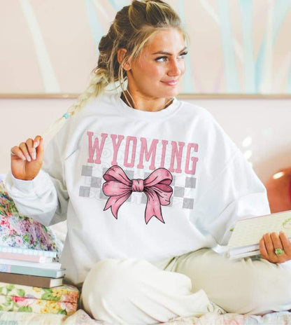 Coquette Bow pink Checkered States (ALL STATES)-DTF
