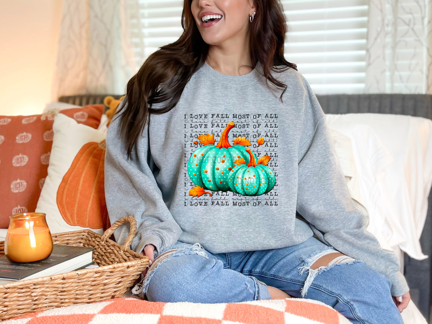 I Love Fall Most Of All Teal Pumpkin - DTF