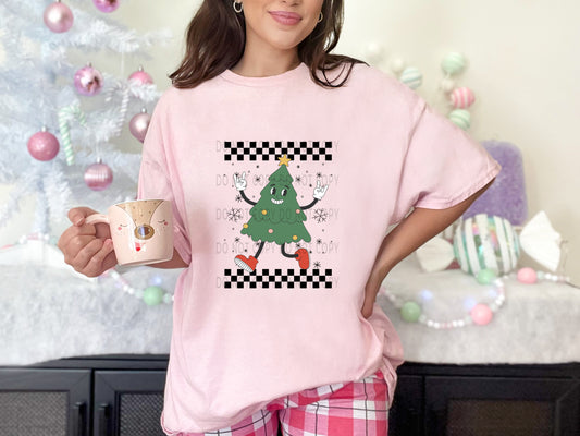 Rock On Christmas Tree Retro Checkered Christmas - DTF