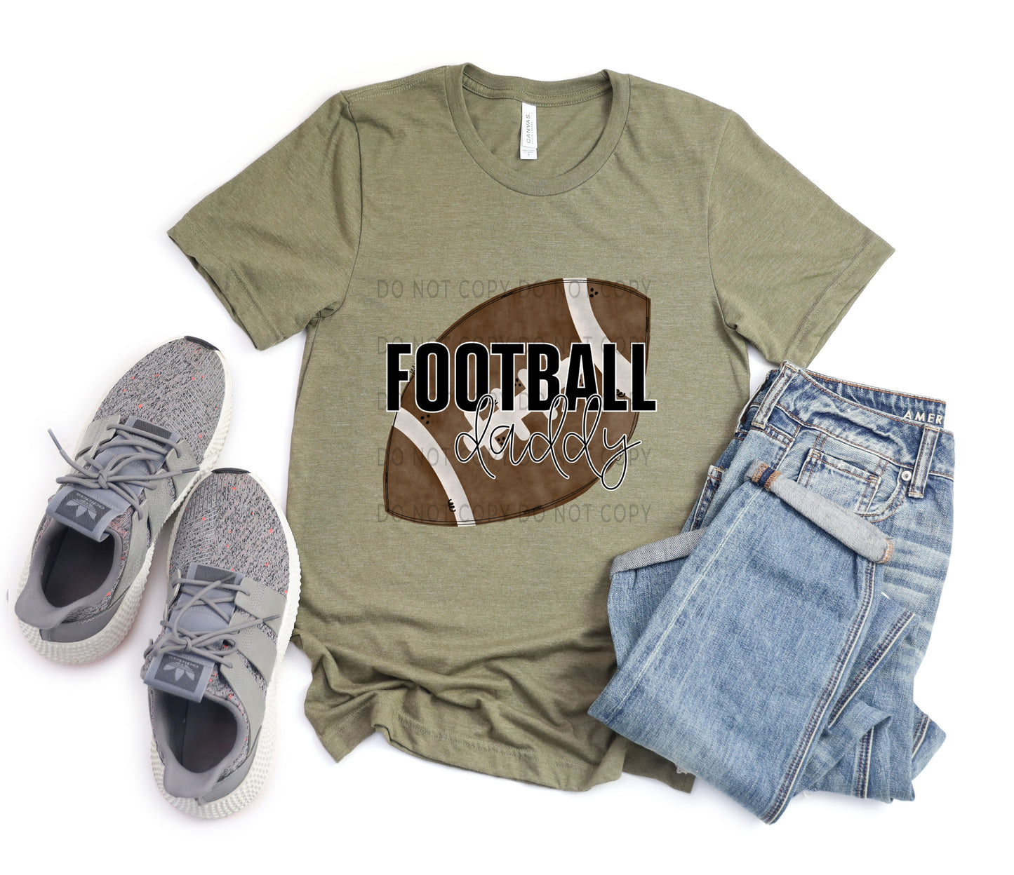 Football Daddy White Outline - DTF – ABIDesignstore