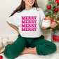 Merry Stacked Hot Pink Faux Embroidery Sequin - DTF