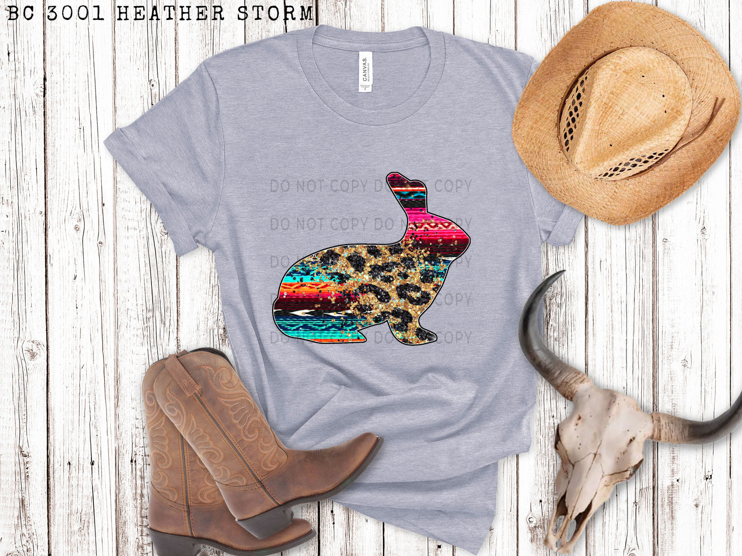 Faux Sequin Leopard And Serape Rabbit - DTF