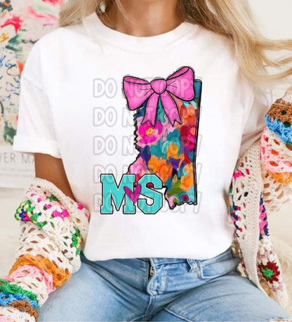 Mixed Paint With Bow States (ALL STATES)-DTF
