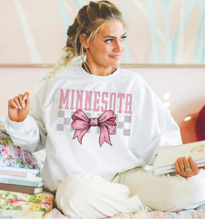 Coquette Bow pink Checkered States (ALL STATES)-DTF