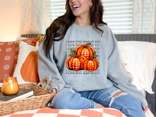 I Love Fall Most Of All Plaid Pumpkins - DTF