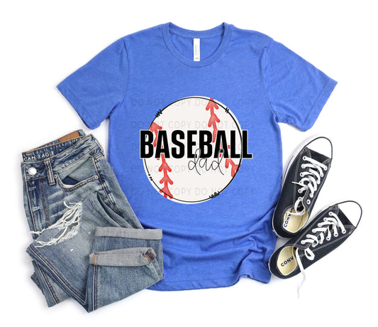Baseball Dad White Outline -DTF