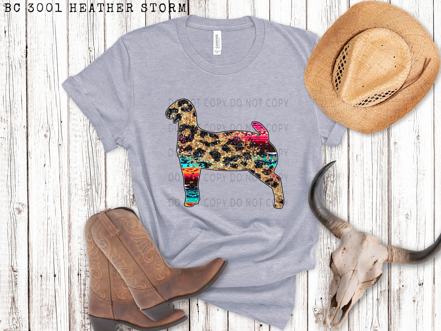 Faux Sequin Leopard And Serape Lamb - DTF