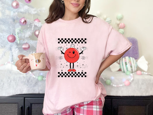 Red Ornament Retro Checkered Christmas - DTF