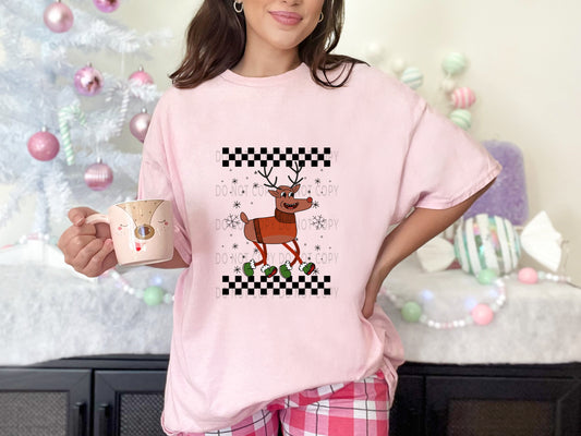 Reindeer Retro Checkered Christmas - DTF
