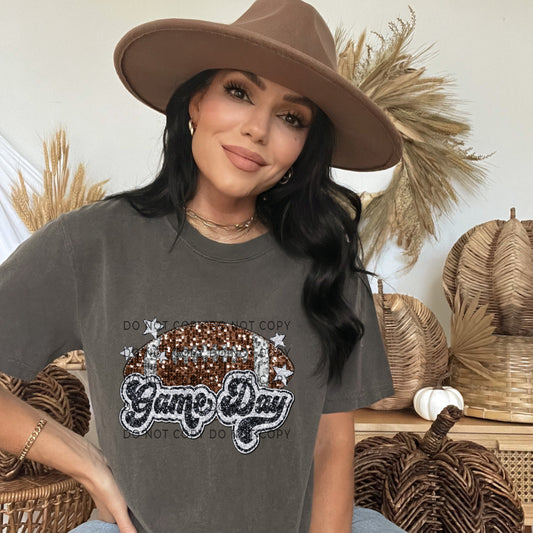Football Game Day Faux Sequin Appliqué - DTF