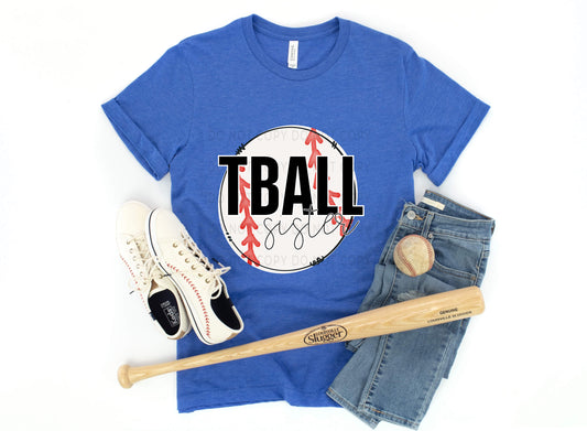 T Ball Sister White Outline -DTF