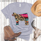 Faux Sequin Leopard And Serape Cow Facing Left - DTF