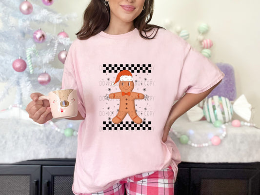 Gingerbread Man Retro Checkered Christmas - DTF