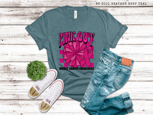 Cheer Pink Out Faux Embroidery - DTF