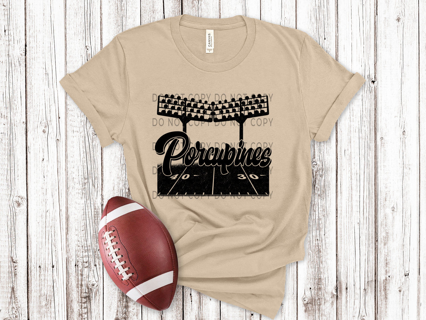 Porcupines Football Field BLK - DTF