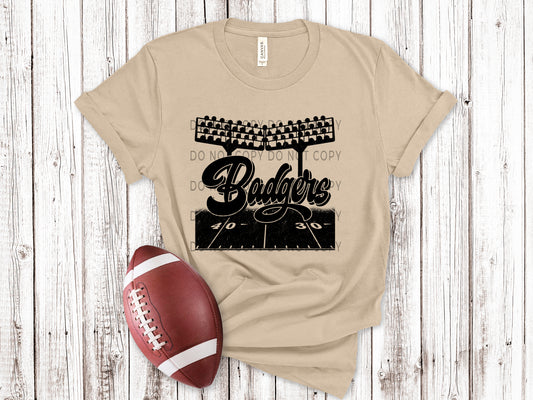 Badgers Football Field BLK - DTF