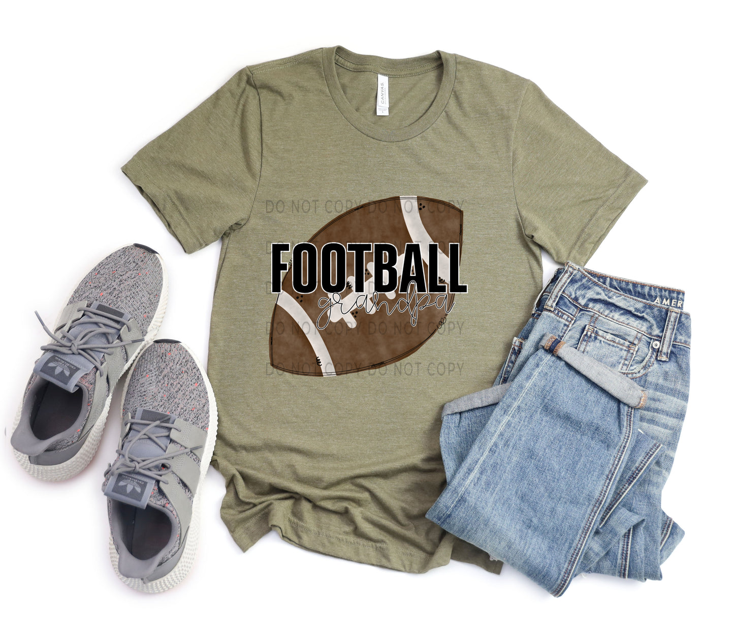 Football Grandpa White Outline - DTF