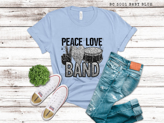 Peace Love Band Faux Embroidery Sequin Appliqué - DTF