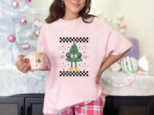 Christmas Tree With Heart Hands Retro Checkered Christmas - DTF