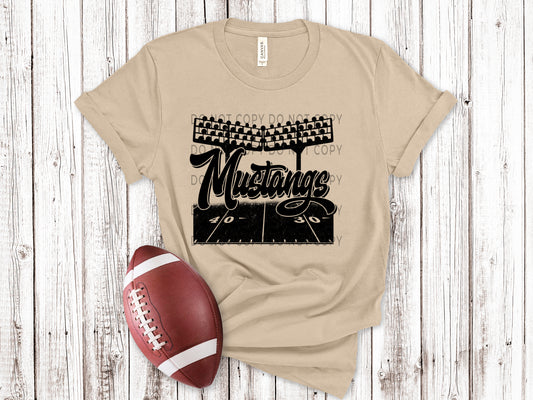 Mustangs Football Field BLK - DTF