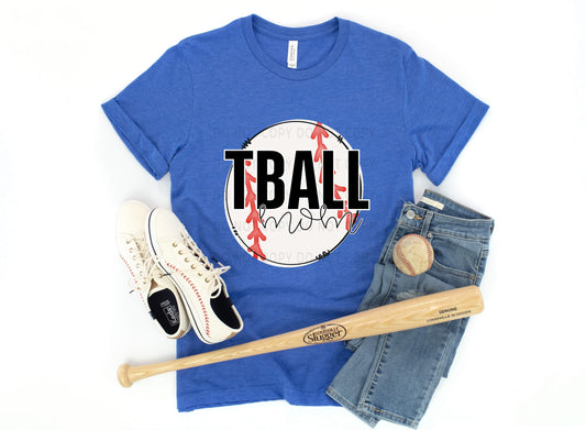 T Ball Mom White Outline -DTF