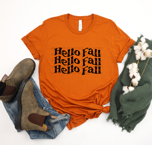 Hello Fall Stacked BLK - DTF