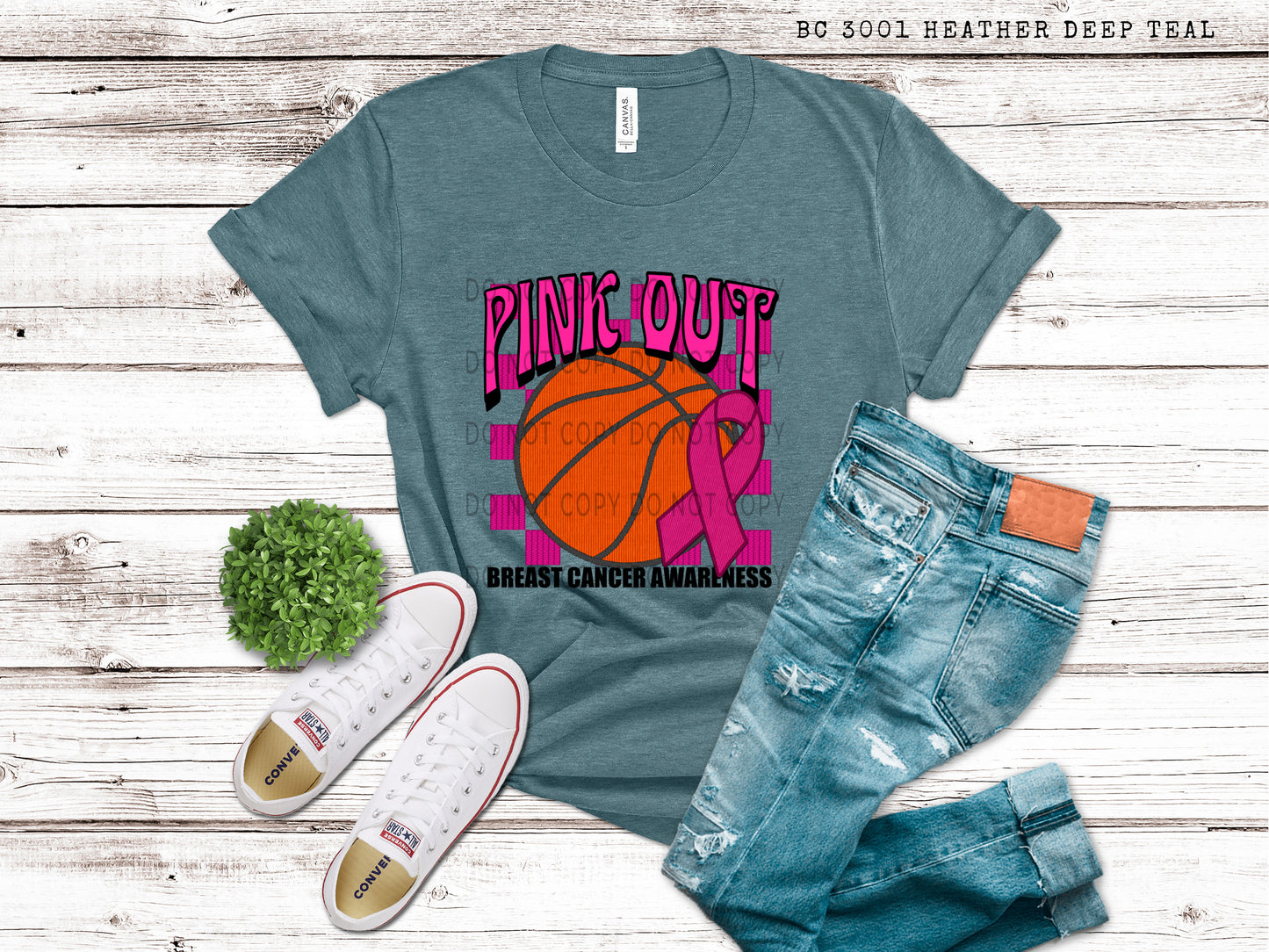 Basketball Pink Out Faux Embroidery - DTF