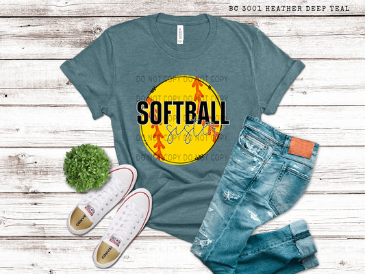 Softball Sister White Outline -DTF