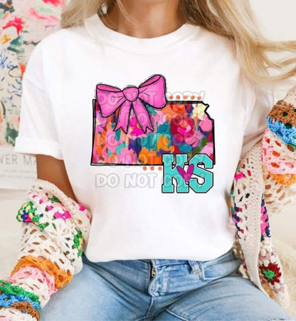 Mixed Paint With Bow States (ALL STATES)-DTF