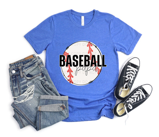 Baseball Papa White Outline -DTF