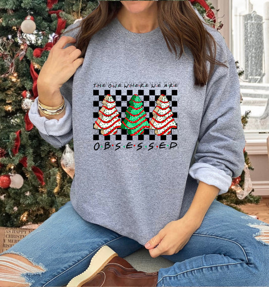 The One Where We Are Obsessed Christmas Trees Checkered - DTF