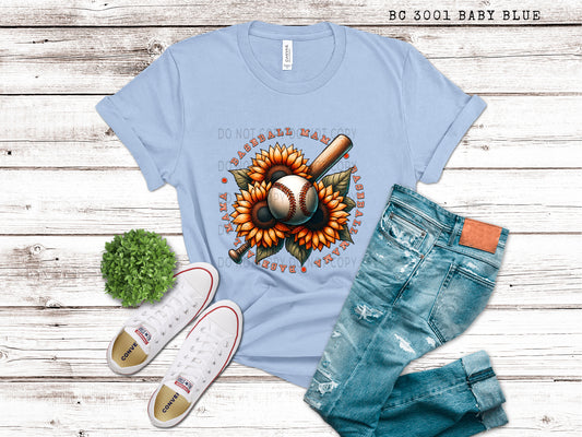 Baseball Mama With Sunflowers - DTF