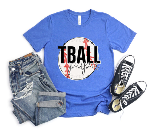 T Ball Papa White Outline -DTF