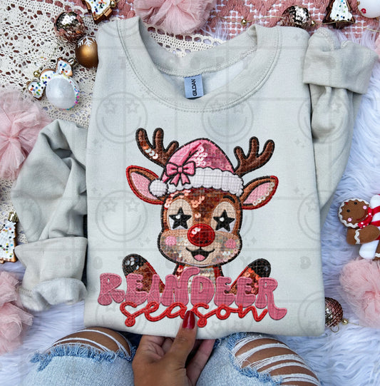 reindeer season faux sequin  -DTF&UV