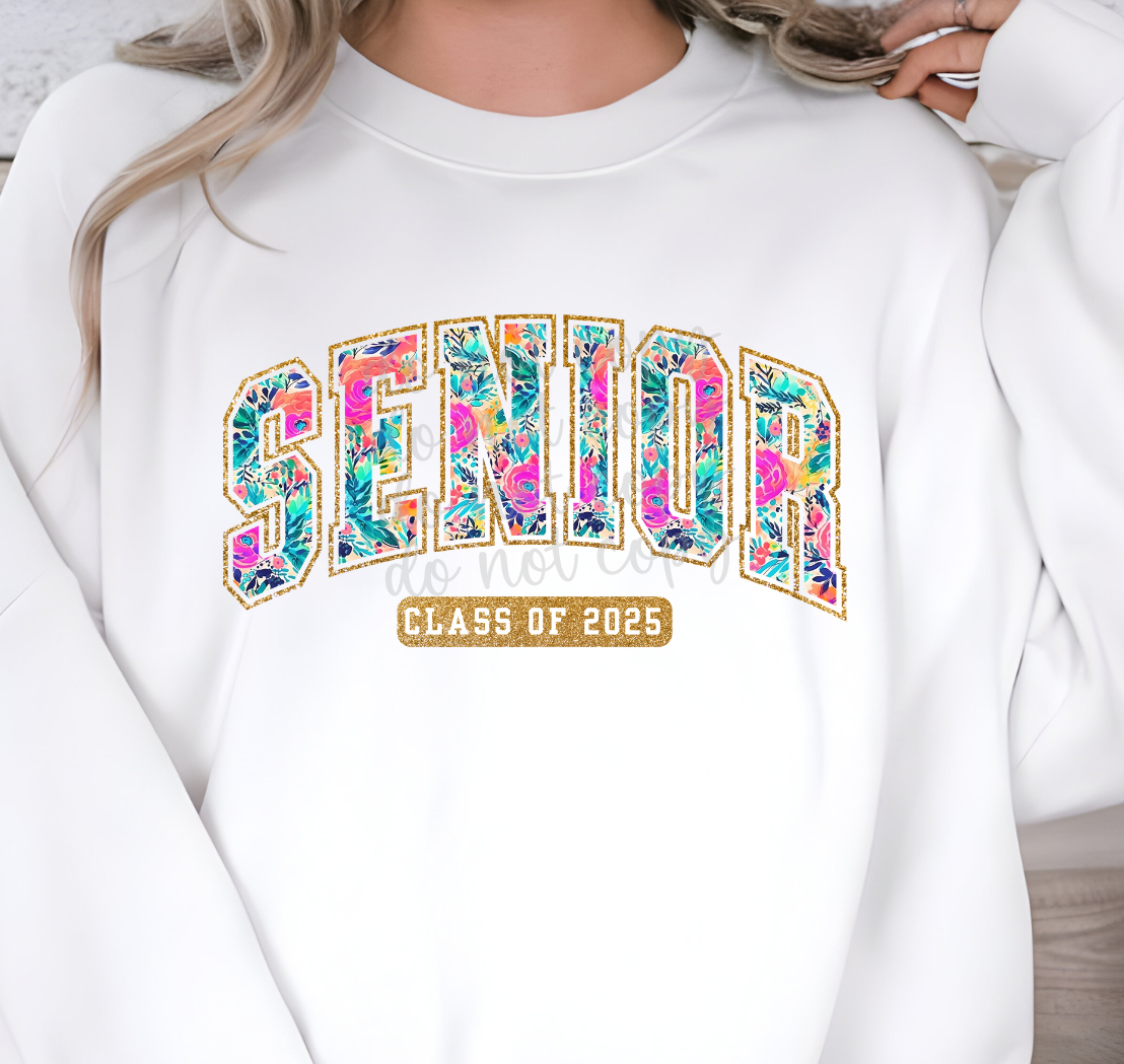 senior floral gold -DTF&UV