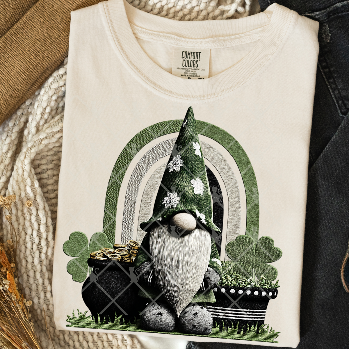 shamrock gnome fabric  -DTF&UV