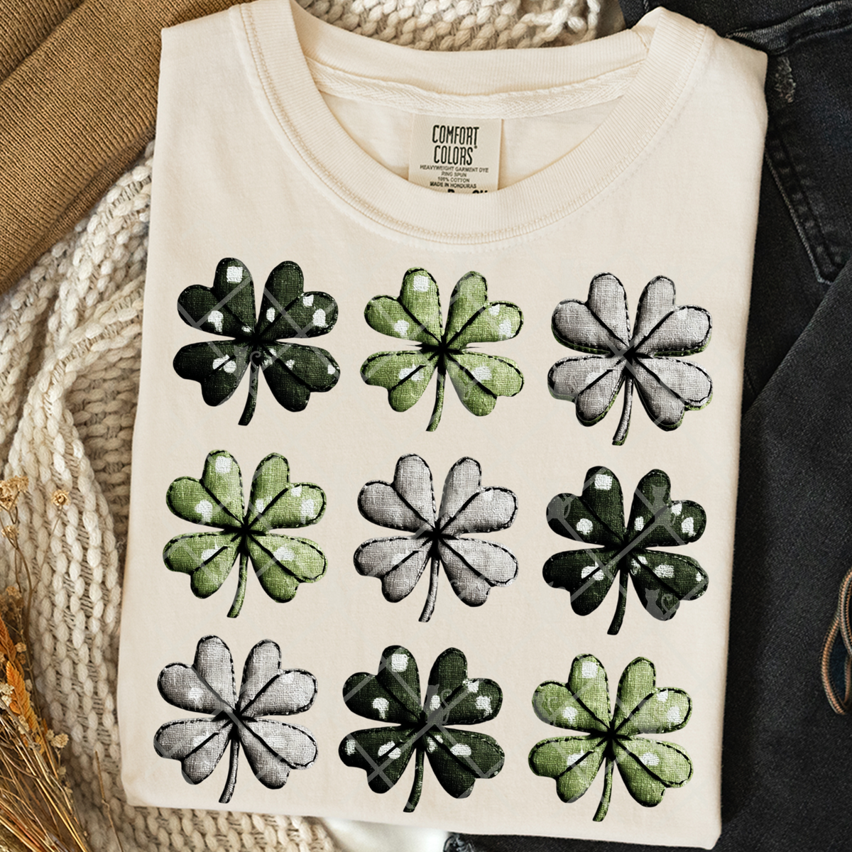 shamrock grid fabric  -DTF&UV