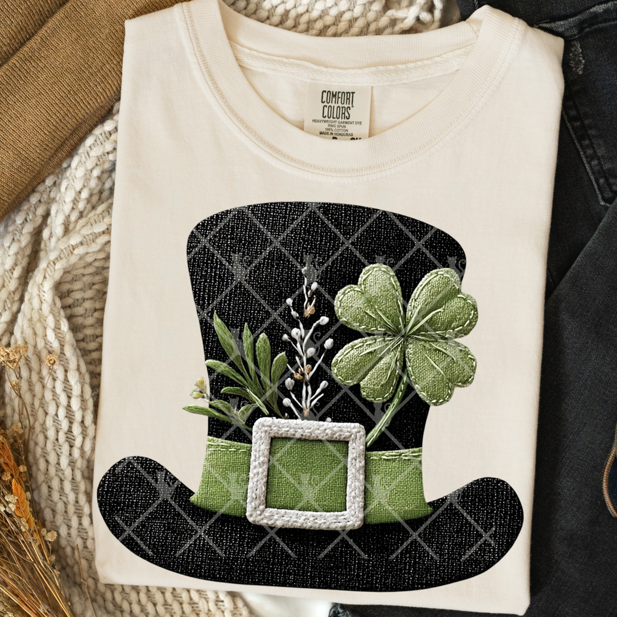 shamrock leprechaun hat fabric  -DTF&UV