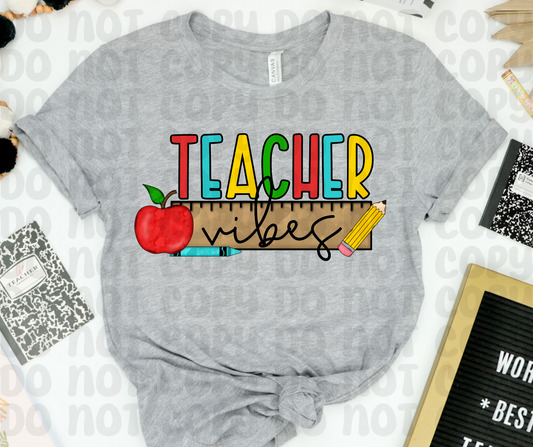 teacher vibes apple ruler pencil-DTF