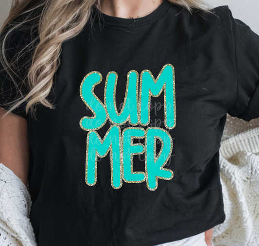 teal gold summer -DTF&UV