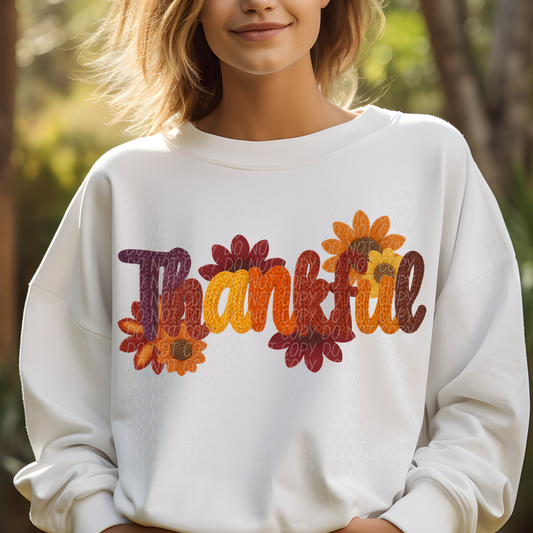 thankful flowers faux yarn-DTF&UV