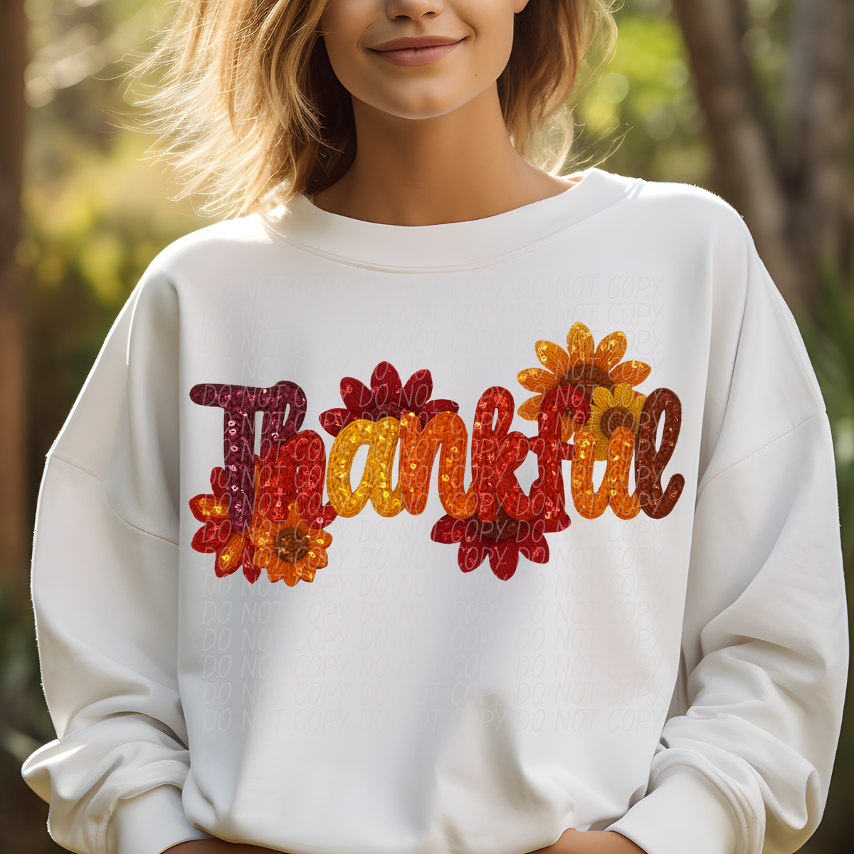 thankful flowers sequins-DTF&UV