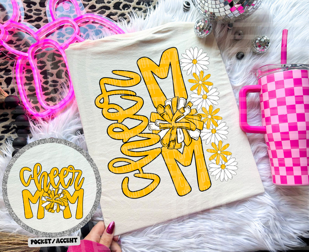 Cheer Mom (Includes front and back-COLORS IN DROPDOWN)- DTF&UV