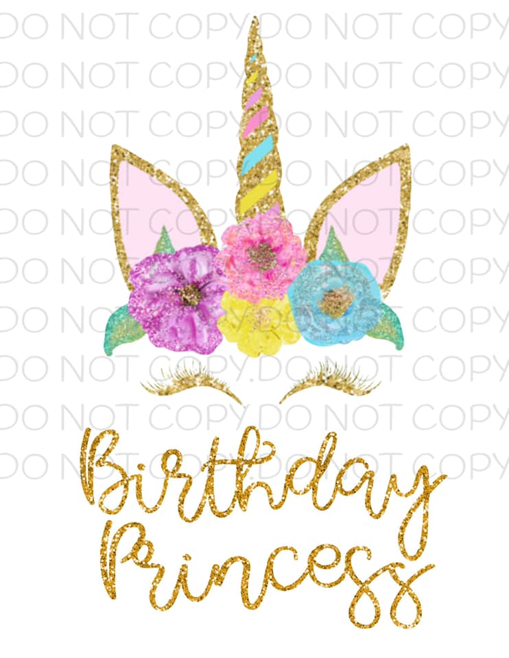 Birthday Princess gold unicorn- Sublimation