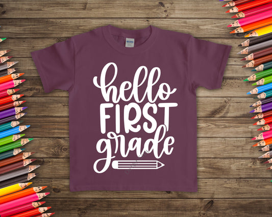 Hello First Grade (9”)Screen Print