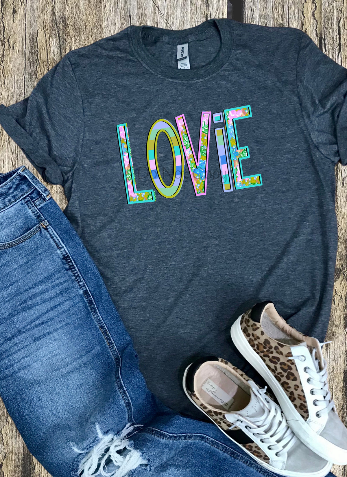Lovie floral and stripe-DTF