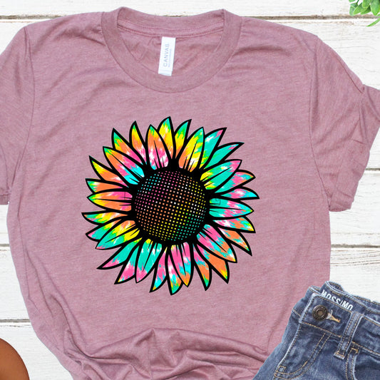 Pastel tye dye sunflower-DTF